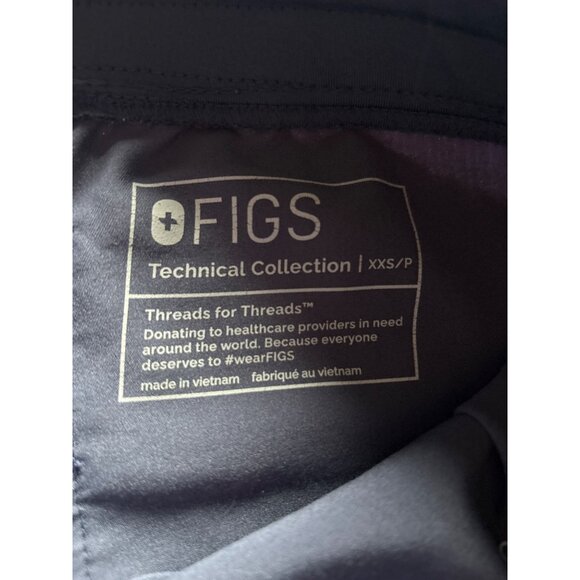 Figs Zamora Technical Collection Jogger Scrub Pants XXS/P Navy Blue With Yellow - Picture 5 of 10